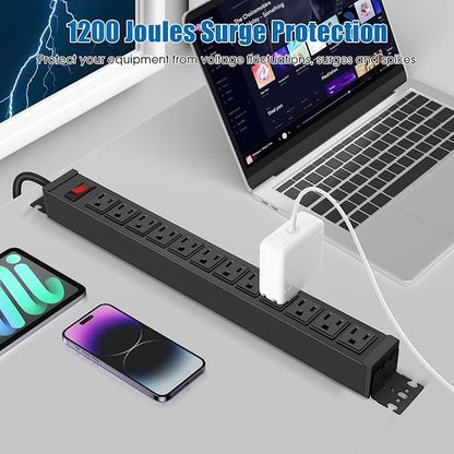 HHSOET Rotating Mountable Power Strip, 12 Outlet Wall Mount Surge Protector