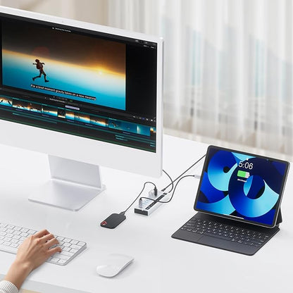 Powered USB C Hub, PULWTOP 9-in-1 USB-Hub suppprt 10Gbps & PD 45W Max Charging