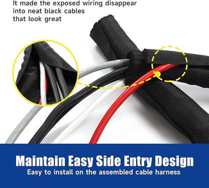 Split Braided Sleeve Cable Management Wire Loom Cord Covers