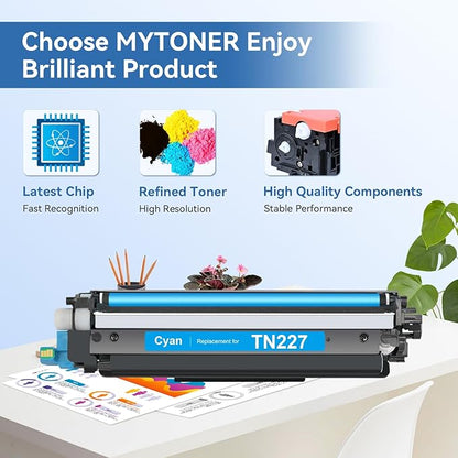 MYTONER TN227 High Yield Toner Cartridge 4 Pack Compatible Replacement