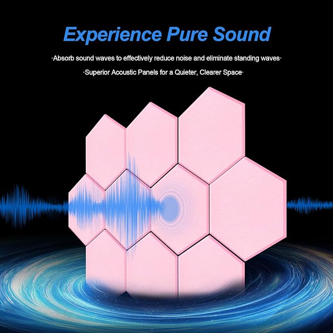 Mollywell Hexagon Acoustic Panels, High Density, Soundproofing, Decorative