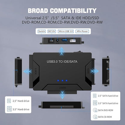 MaxRenard Hard Drive Reader USB 3.0 to SATA/IDE Adapter | Universal External
