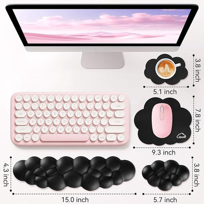 Cloud Wrist Rest for Computer Keyboard, 4-in-1 Memory Foam Leather Cloud