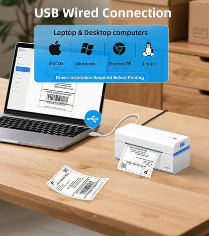 ORGSTA Bluetooth Thermal Shipping Label Printer T001-Plus Wireless 4x6 Shipping