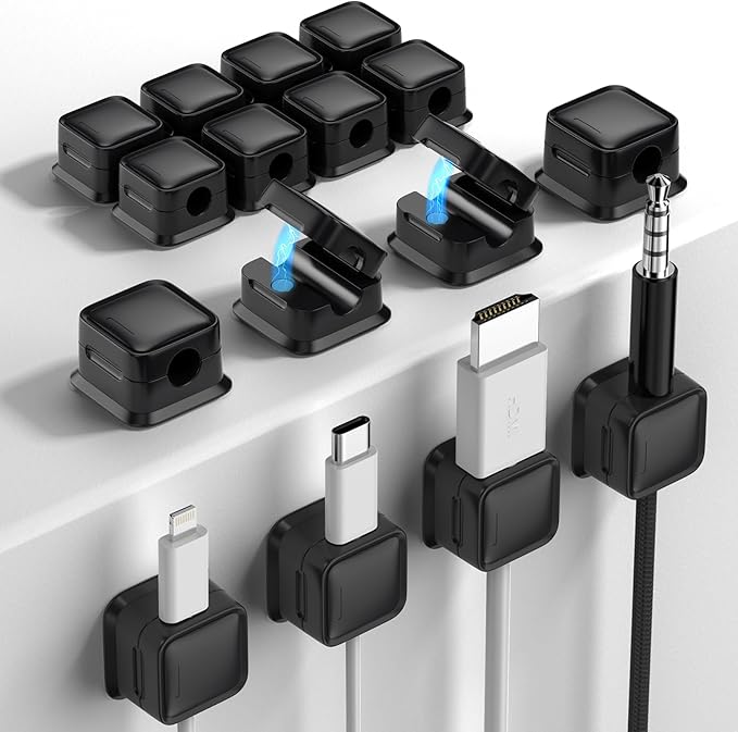 16 Pack Magnetic Cord Organizer Holder, Strong Adhesive Desk Cable Management