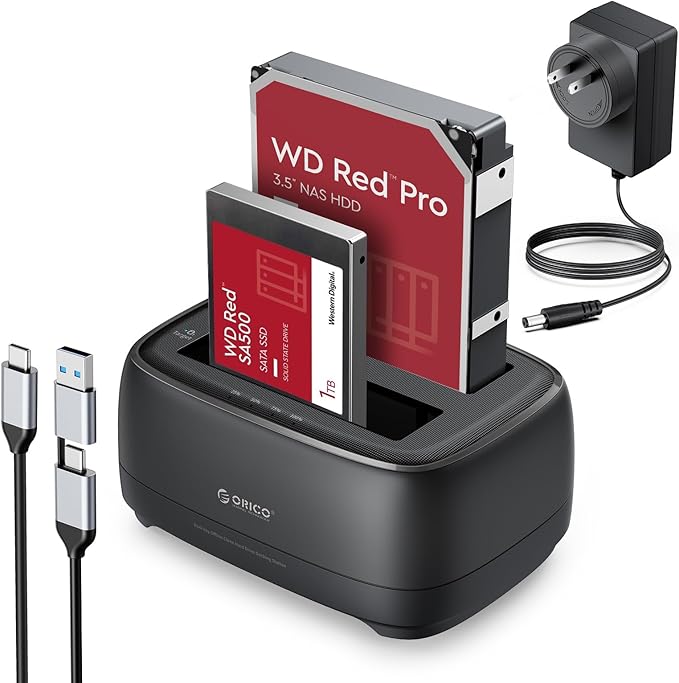 ORICO USB Type C to SATA 2 Bay Hard Drive Docking Station Duplicator/Cloner
