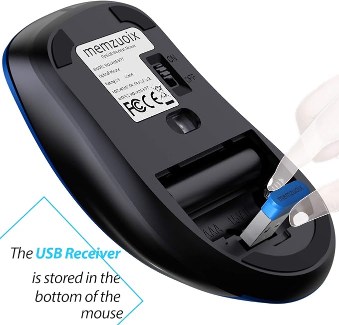memzuoix 2.4G Portable Wireless Mouse, 1400 DPI Mobile Optical Cordless Mice