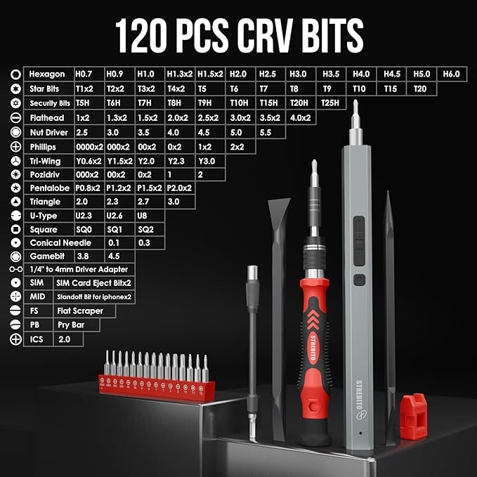 STREBITO Electric Screwdriver, 144-in-1 Precision Screwdriver Set, 120 Magnetic