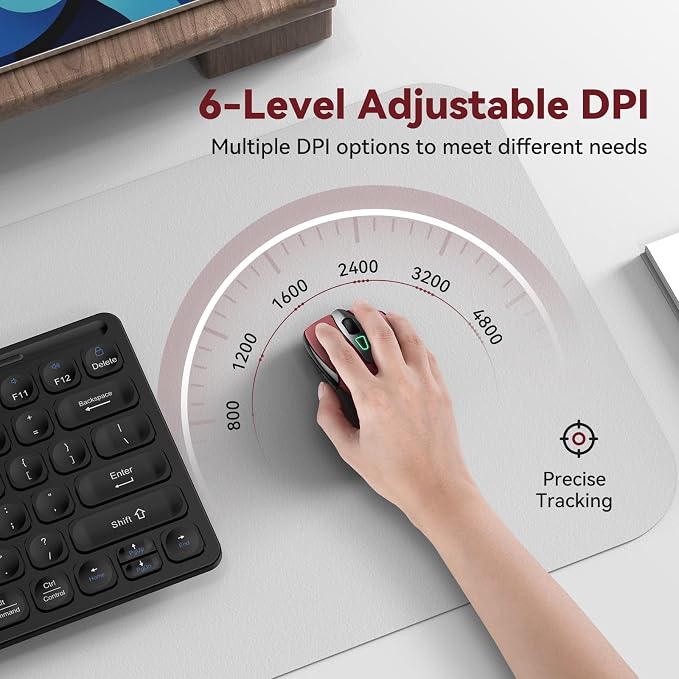Bluetooth Mouse Rechargeable Wireless Mouse, 4800 DPI Optical Tracking