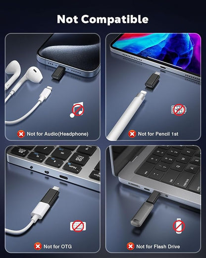 MoKo Lightning Female to USB C Male Adapter 2Pack, USB-C Lightning Adapter