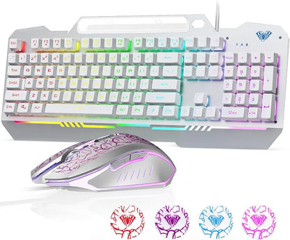 AULA Gaming Keyboard, T102 104 Keys Keyboard and Mouse Combo, USB Wired