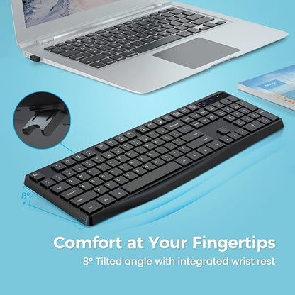 Lovaky MK98 Wireless Keyboard, 2.4G Ergonomic, Computer Keyboard, Enlarged