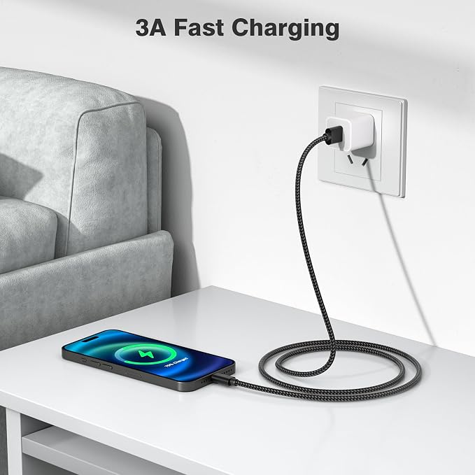 Elebase for Airpods 4 USB C Charger Cable 3 Pack 1.5/3.3/6.6FT, Type C Charging