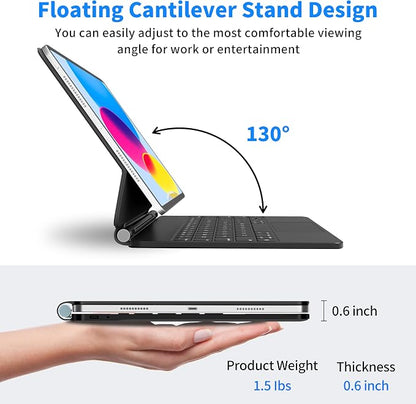 Keyboard Case for iPad 11th and iPad 10th Generation, Magic Keyboard for ipad