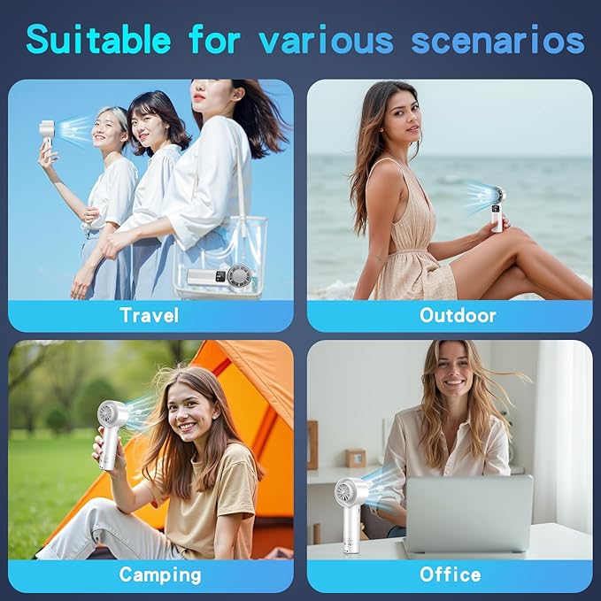 Handheld Turbo Fan with Ice Cooler, Rechargeable Personal Fans, 1-199