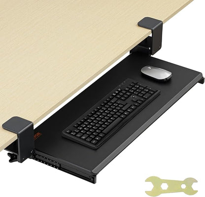 VEVOR Clamp on Keyboard Tray Under Desk, Desk Keyboard Tray Slide Out