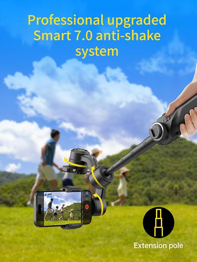 Gimbal Stabilizer for Smartphone, 3-Axis Industry-Standard Gimbal w/360°Rotation