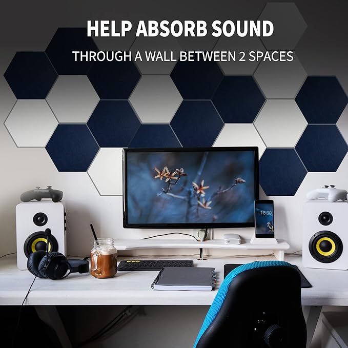 Mollywell Hexagon Acoustic Panels, High Density, Soundproofing, Decorative