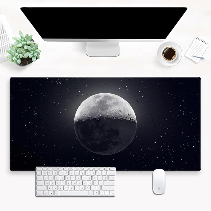 Moon Mouse Pad Sci-fi Galaxy Desk Mat Extended XL Large Gaming Mousepad Dark