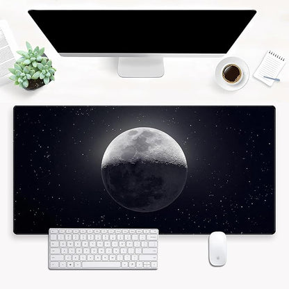 Moon Mouse Pad Sci-fi Galaxy Desk Mat Extended XL Large Gaming Mousepad Dark