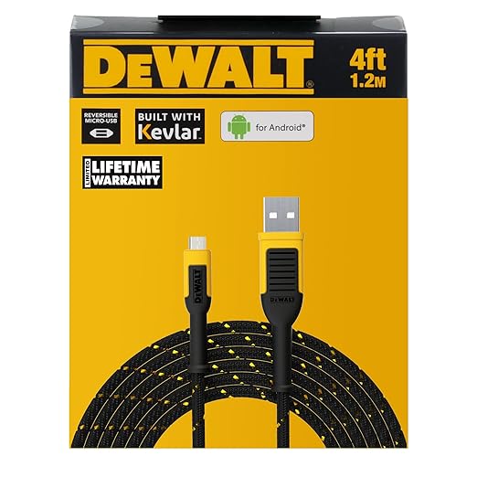 DEWALT Micro-USB to USB CableReinforced Braided Micro-USB Cable, USB to