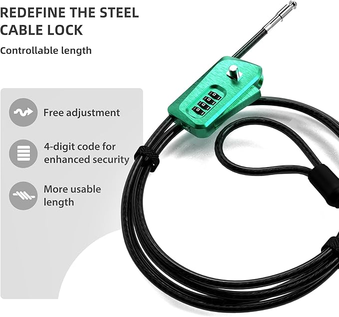 6ft Python Cable Lock for Bike, Trail Camera, 4 Digit Combination Lock
