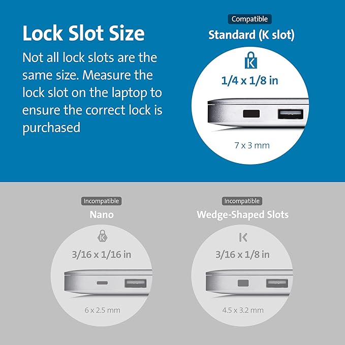 Kensington Combination Cable T-Bar Standard Lock Slot