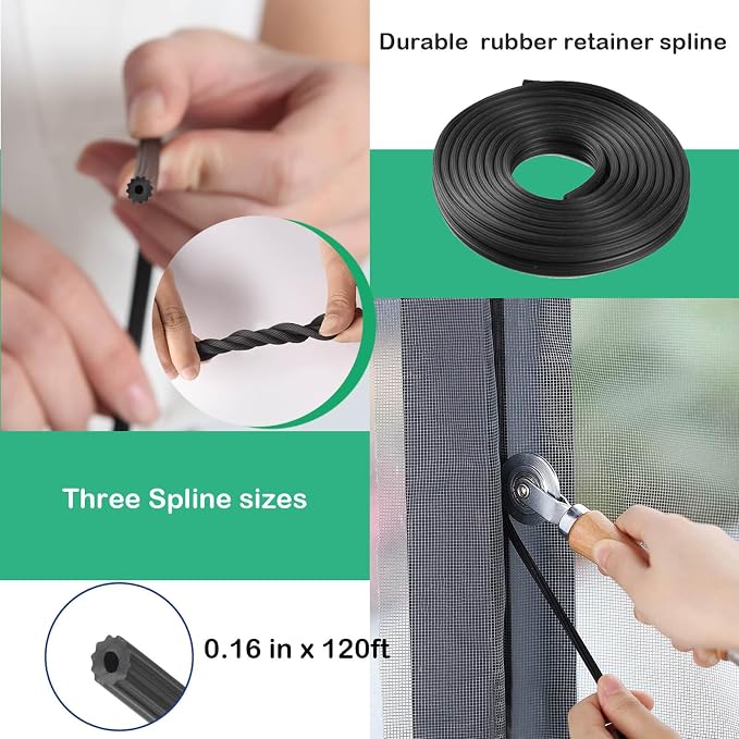 Window Screen Spline, 0.16" x 120ft Screen Retainer Spline