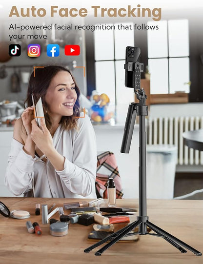 Auto Face Tracking Tripod for iPhone 360°Rotation, Selfie Stick for Android
