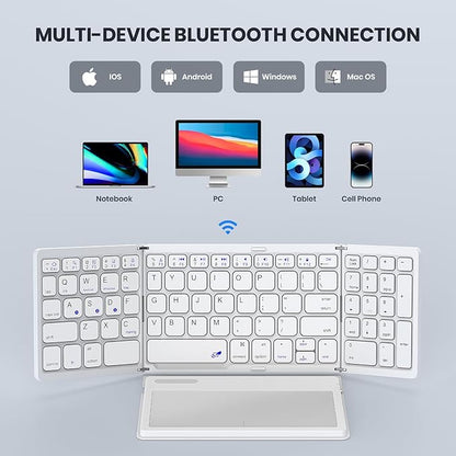 Foldable Bluetooth Keyboard, Portable Full Size Folding Keyboard