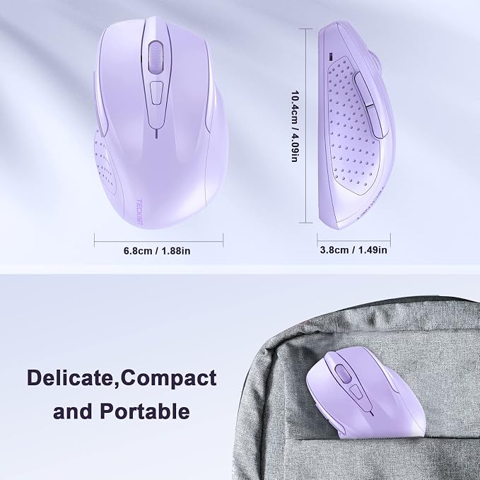 TECKNET Wireless Mouse, 2.4G Ergonomic Optical Mouse, Computer Mouse