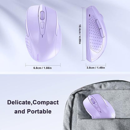 TECKNET Wireless Mouse, 2.4G Ergonomic Optical Mouse, Computer Mouse