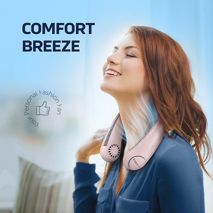 Portable Neck Fan -3 Speed Rechargeable Bladeless Neck Cooler, Personal Neck Fan