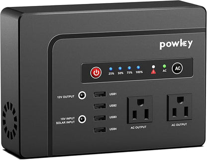 Powkey Portable Power Station 200W, 146Wh Portable Solar Generator Battery Pack