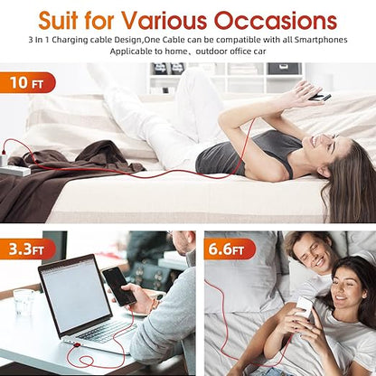 Magnetic Charging Cable, 540 Rotating Phone Charger 3 in 1 USB Cable Nylon