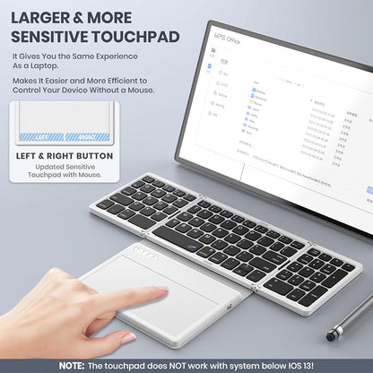 Foldable Bluetooth Keyboard, Portable Full Size Folding Keyboard