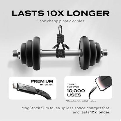 Statik MagStack USB C to USB C Cable, Magnetic Anti Tangle Flat Type C Charger