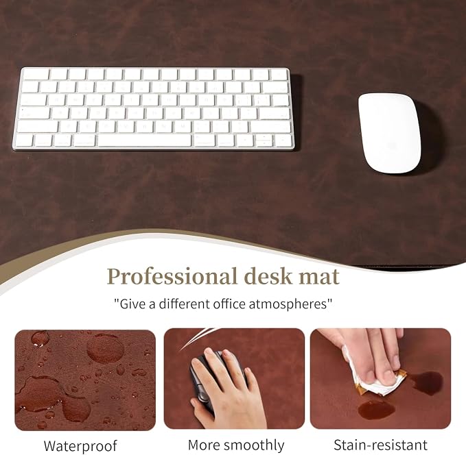 Leather Desk pad for Computer and laptops, Large Mouse pad and Keyboard mat