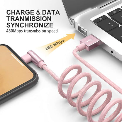 2 Pack 90 Degree iPhone Charger 10Ft Mfi Certified Lightning Cable Right Angle