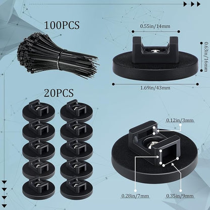 Yookeer 120 Pieces Magnetic Zip Tie Mount Multipurpose Cable Holder Magnets