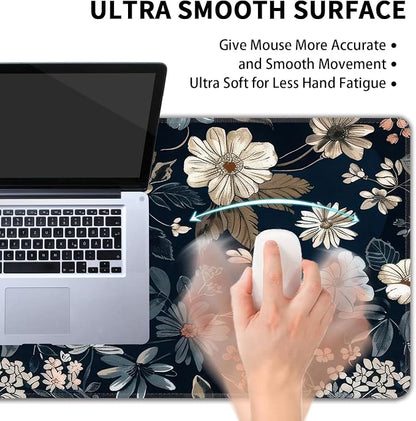 Dark Flower Large Mouse Pad, Gaming Keyboard Desk Pad, Extended Mouse Mat