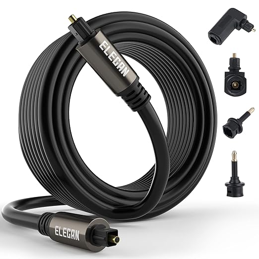 Elecan Optical Audio Cable 50 Ft Digital Audio Toslink Cable Cord-Fiber