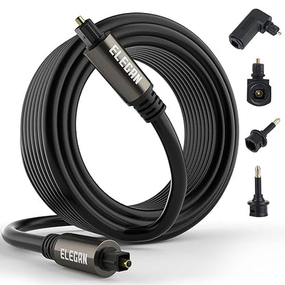 Elecan Optical Audio Cable 50 Ft Digital Audio Toslink Cable Cord-Fiber