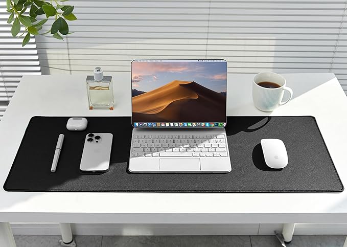 ALOANES Black Waterproof Desk Mat,