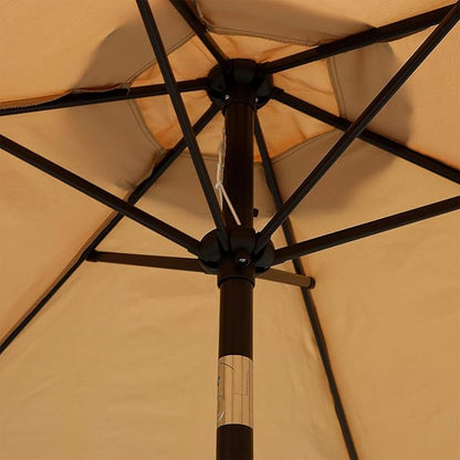 Blissun 7.5 ft Patio Umbrella, Yard Umbrella, Outdoor Market Umbrella with Push Button Tilt Crank (Tan)