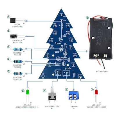 Soldering Practice Kit DIY Mini 2-Color Xmas Tree Plug-in Circuit Kit Learn