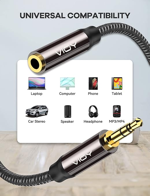 VIOY Headphone Extension Cable 20 FT, 3.5 mm Male to Female Stereo Audio Cable