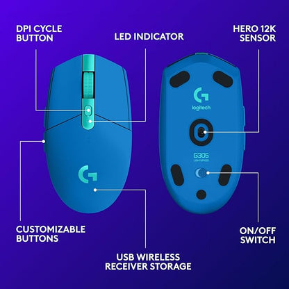 Logitech G305 LIGHTSPEED Wireless Gaming Optical Mouse, Hero 12K Sensor