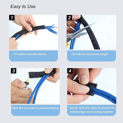 CrocSee 10ft - 1 inch Braided Cable Management Sleeve Cord Protector -