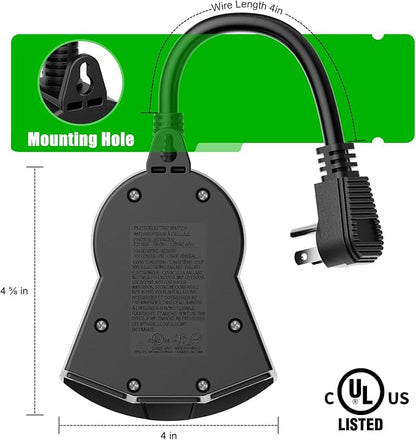 Outdoor Light Timer Waterproof, 24 Hours Plug in Timer